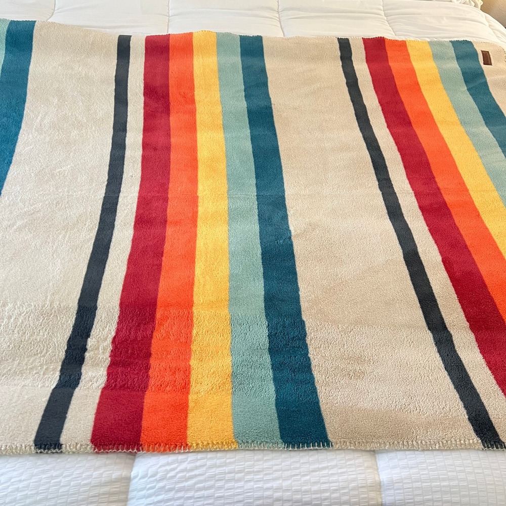 Pendleton Ultra Soft Plush Throw Blanket Mount Foraker Striped 50x70 Cozy Cabin - Picture 3 of 8